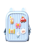 Kawaii-Q Sky Blue Kids Backpack with Cartoon Character Pins