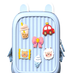 Kawaii-Q Sky Blue Kids Backpack with Cartoon Character Pins