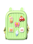 Kawaii-Q Green Cartoon Charm Backpack for Kids