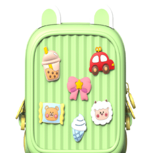 Kawaii-Q Green Cartoon Charm Backpack for Kids